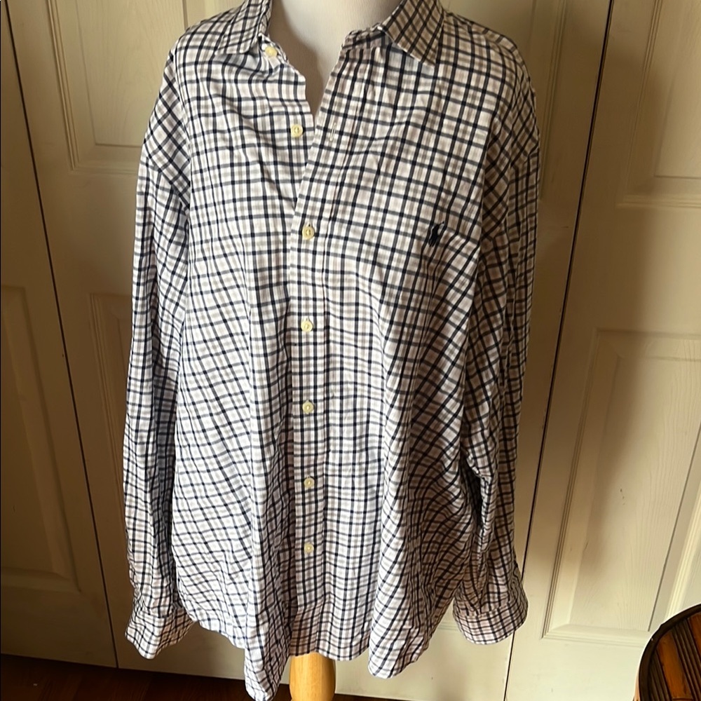 Ralph Lauren Blue and Gray Dress Shirt Classic Style